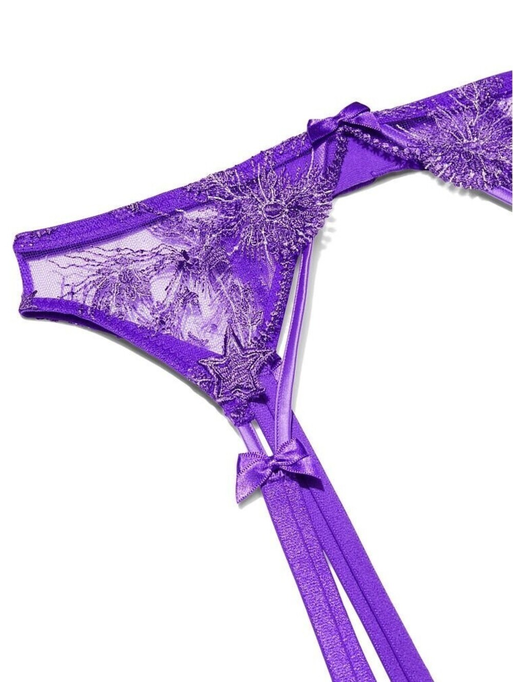 VICTORIAS SECRET VERY SEXY STARTSTRUCK GARTER BELT EMBROIDERED LACE PURPLE M/L